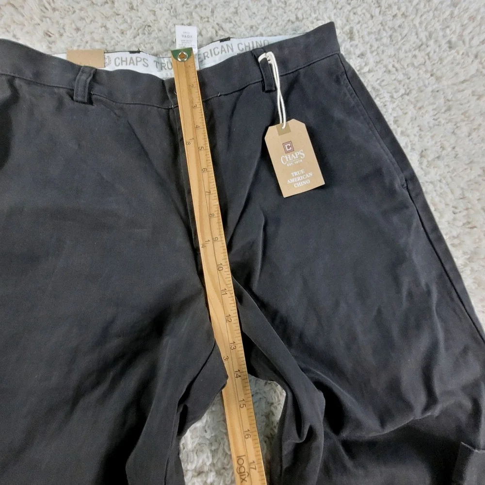 Chaps Chino Pants Mens 32x32 Black NEW True American Classic Flat Front Cotton